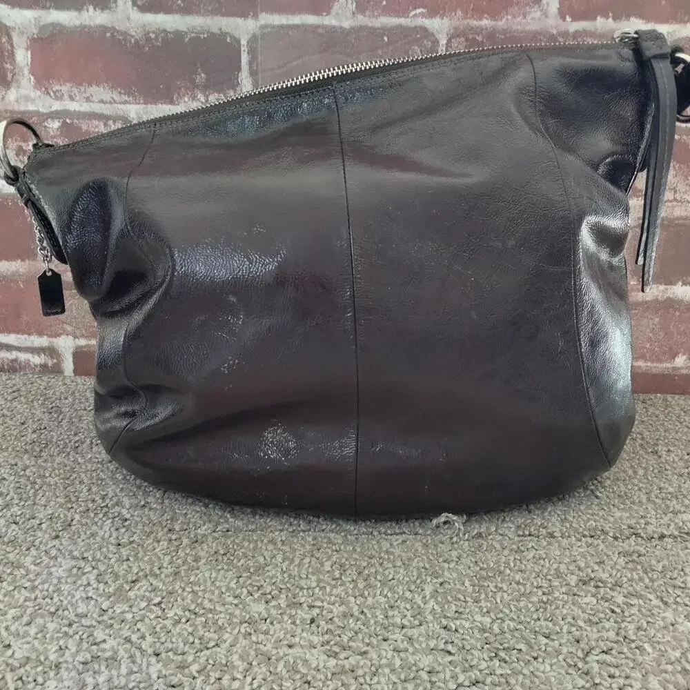 Coach Soho Large Hobo 12687 Deep Plum Purple Patent Leather Shoulder Bag Y2K - Picture 2 of 9